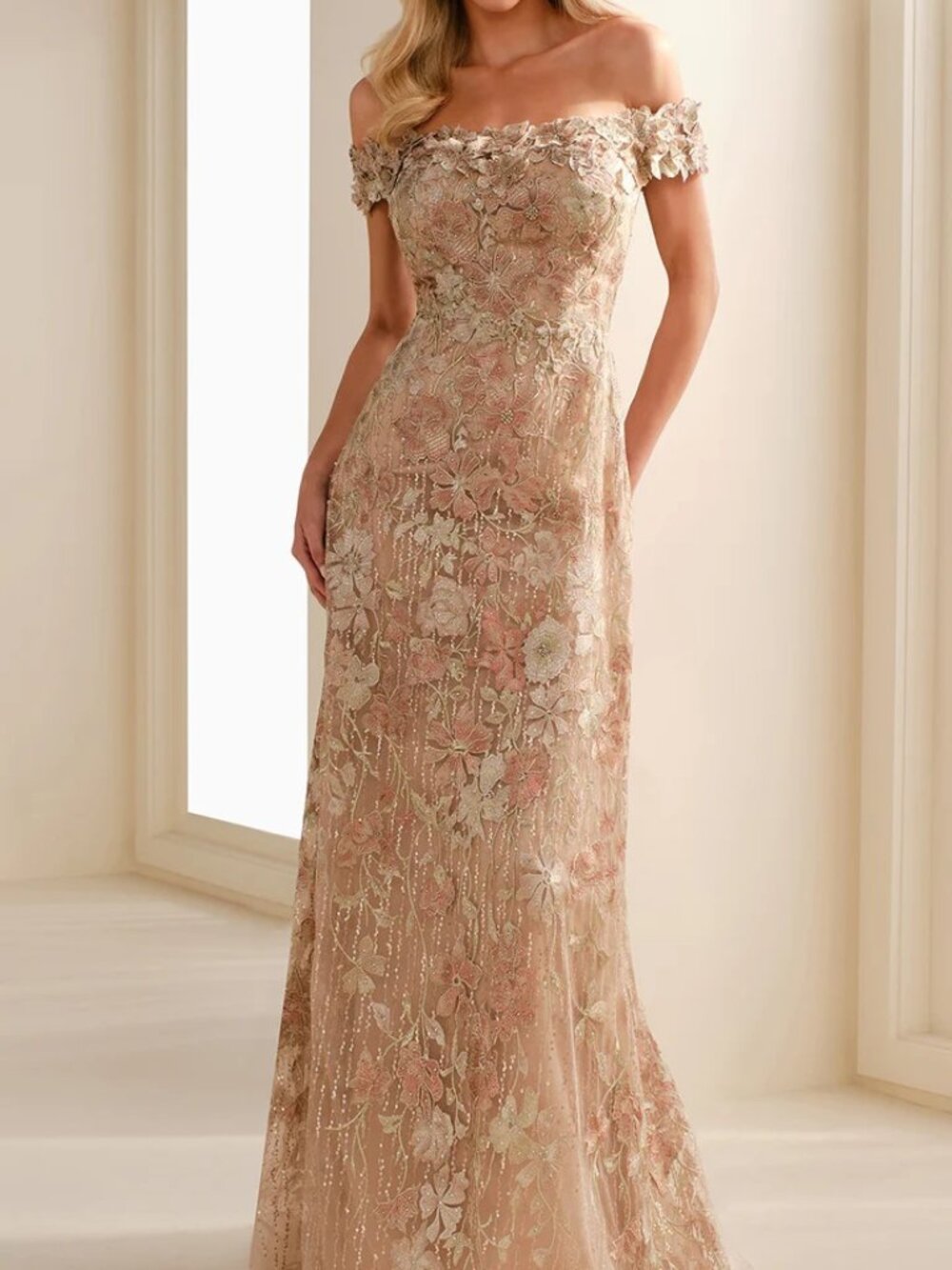 NWT Montage by Mon Cheri M3112 Mother of the Bride A-Line Gown Rose Gold Size 8